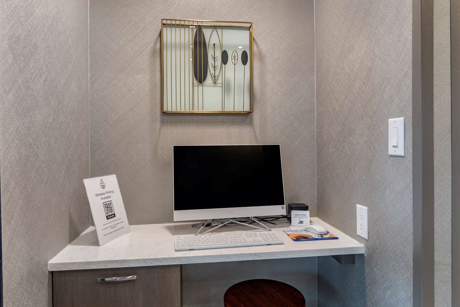 Business center with computer and printer