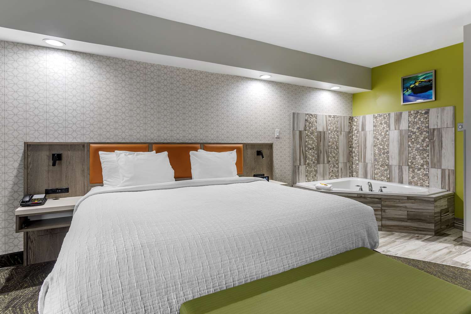 King bed with luxury linens